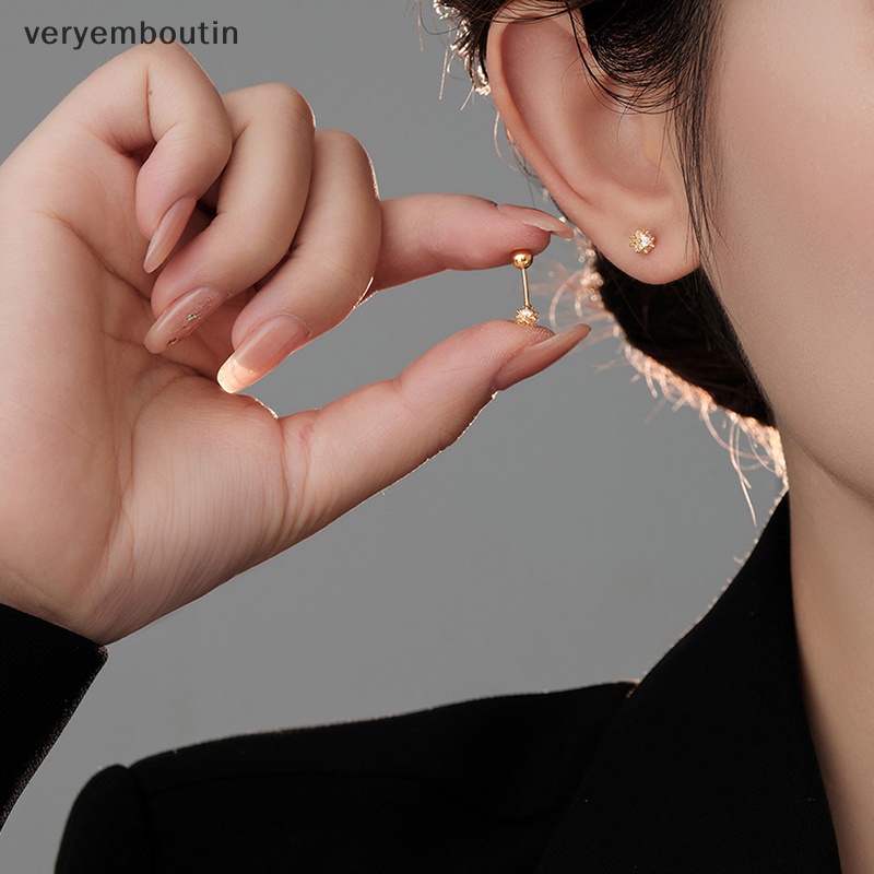 1 Đôi Bông Tai Đính Đá Zircon 5mm Thời Trang Dành Cho Nữ