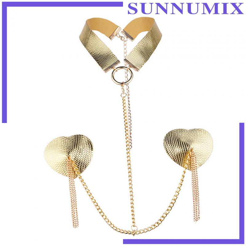 [Sunnimix] Dây Xích Đeo Ngực Trang Trí Áo Ngực Phát Nhạc Phụ Kiện Tiệc Cưới L