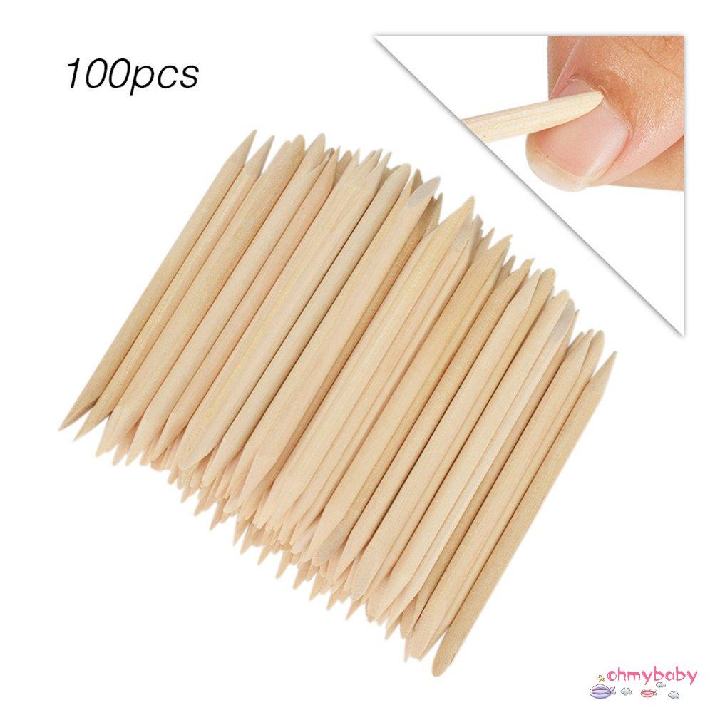 [Ready] 100 Cái Nail Beauty Design Orangeen Stick Sticks Cuticle Pusher Remover Dụng cụ làm đẹp móng tay [Z/13]