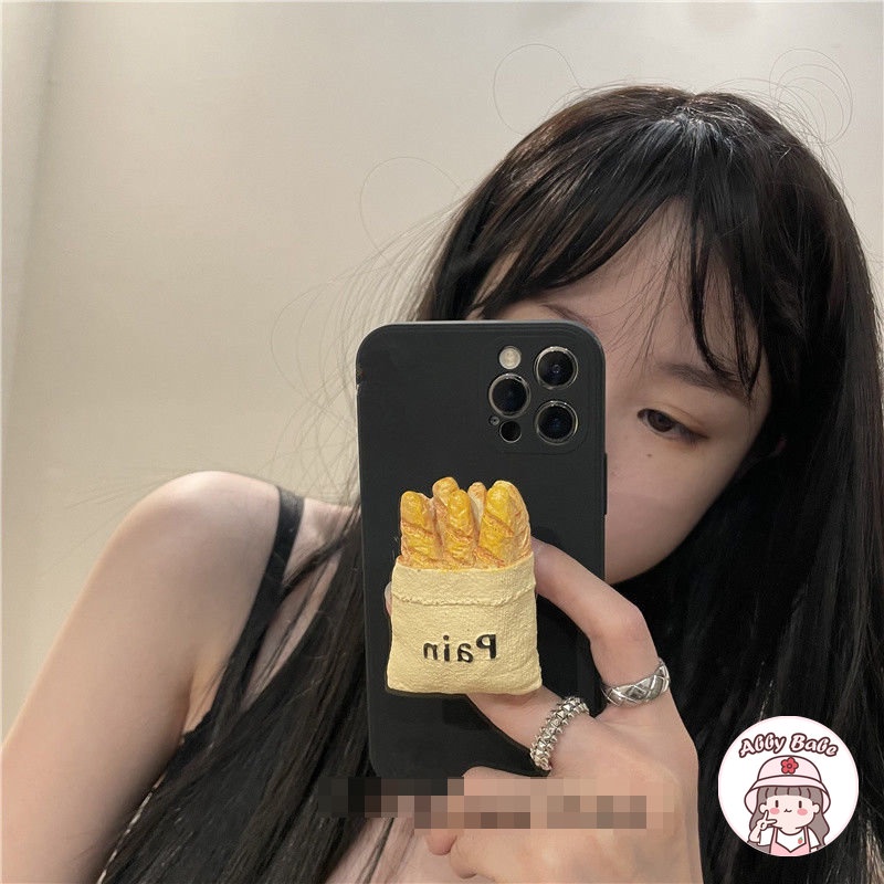 Ốp Điện Thoại TPU Dẻo Màu Đen Bóng 3D Hàn Quốc Có Giá Đỡ Cho IPhone 14 Pro Max 11 IPhone 12 11 Pro Max X XS XR