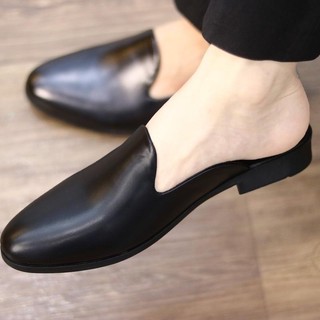 Giày sục da nam l205 - giày sục hở gót nam da trơn - sục da nam thoáng khí đế khoảng 3cm