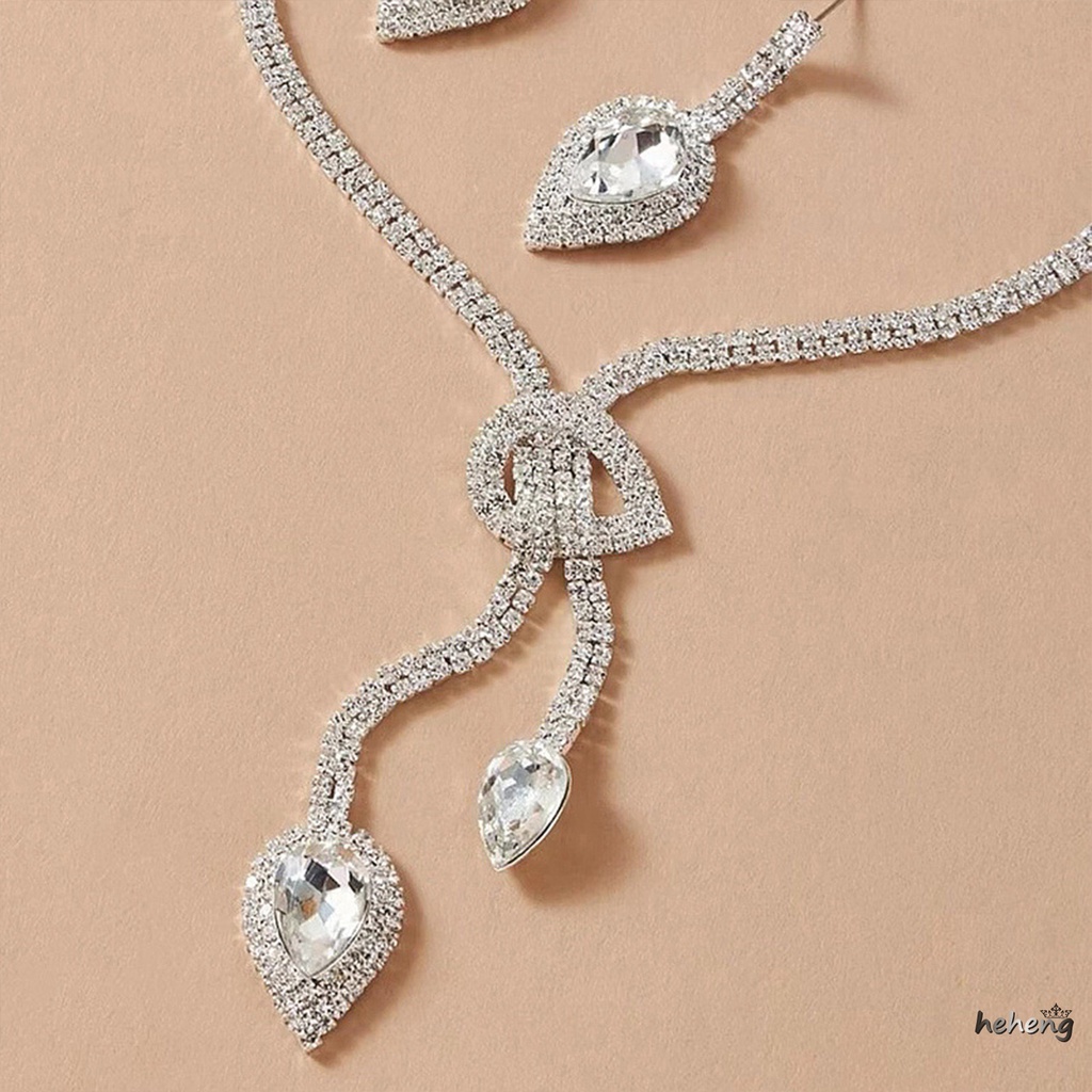 Bộ Vòng cổ + Bông Tai HợP Kim ĐíNh Đá Thanh LịCh