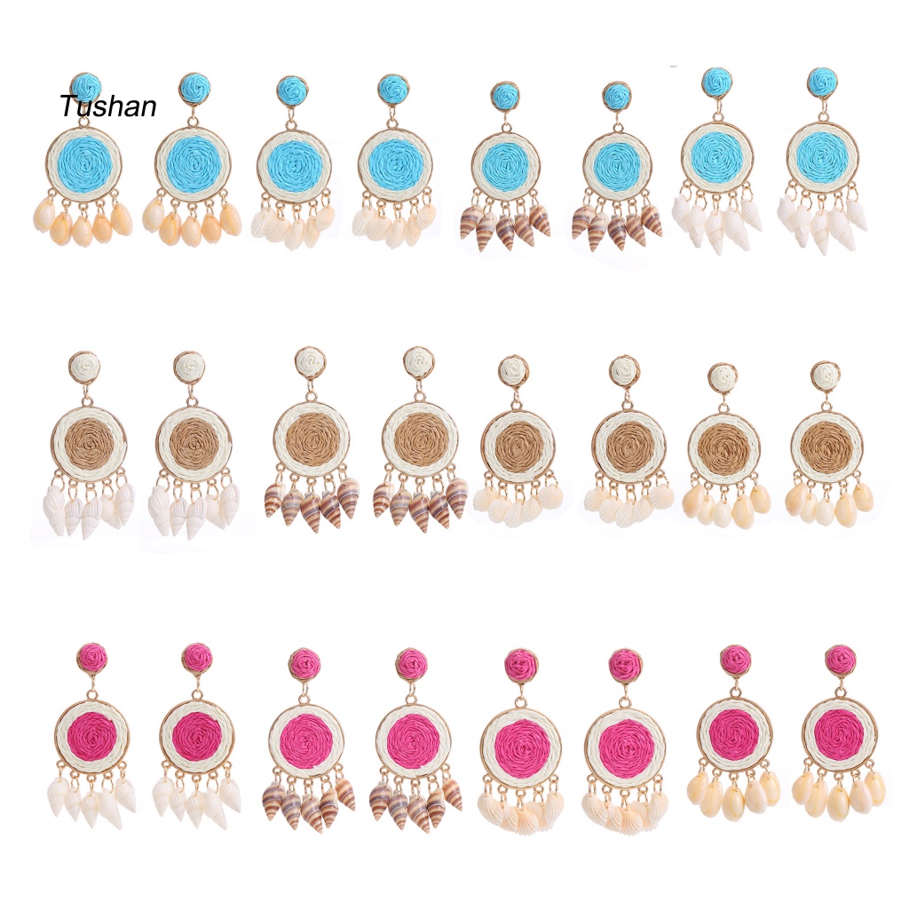 1 Đôi Bông Tai Dạng Treo Đính Hạt Tròn Màu Sắc Ngọt Ngào Chống Dị Ứng