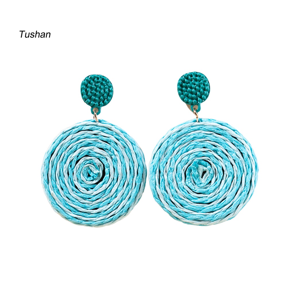 1 Đôi Bông Tai Hình Tròn Màu Sắc Tương Phản Nhẹ Nhàng Dành Cho Nữ