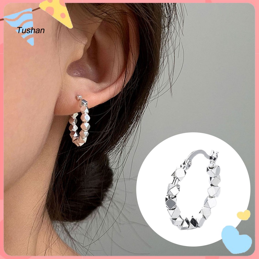 1 Đôi Bông Tai Xỏ Hạt Cườm Hình Vuông Phong Cách Hàn Quốc Dành Cho Nữ