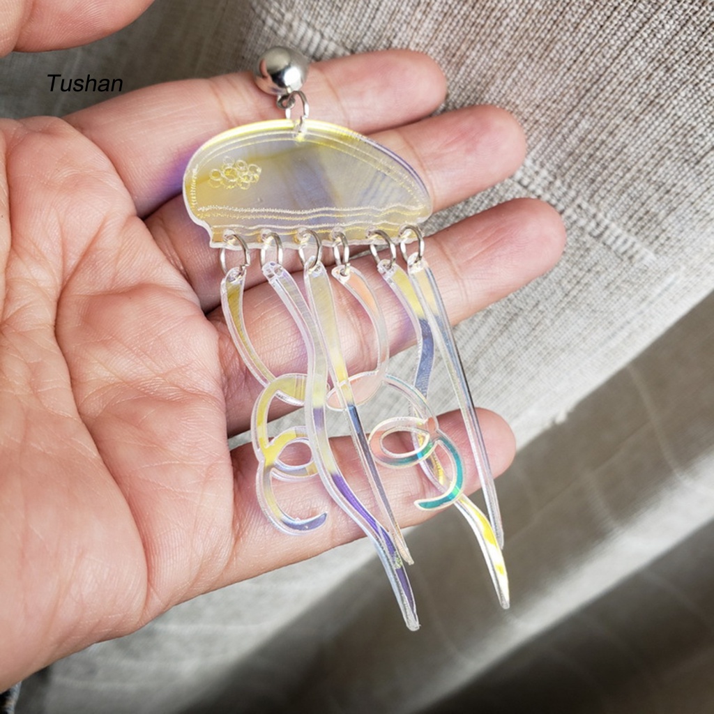 1 Đôi Bông Tai Hình Sứa Hoạt Hình Bằng Acrylic Cho Nữ