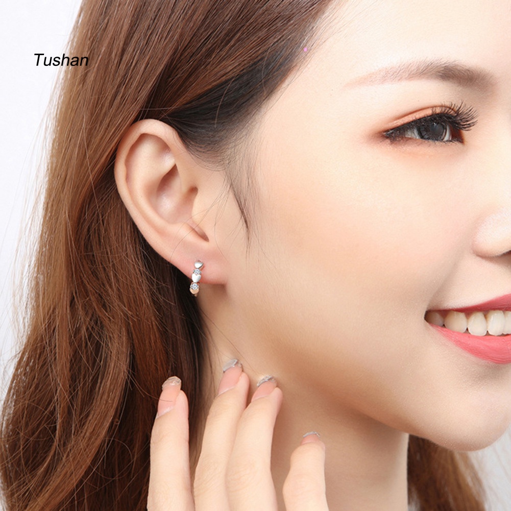 Bông Tai Hình Trái Tim Đính Đá Zircon Thời Trang Dành Cho Nữ