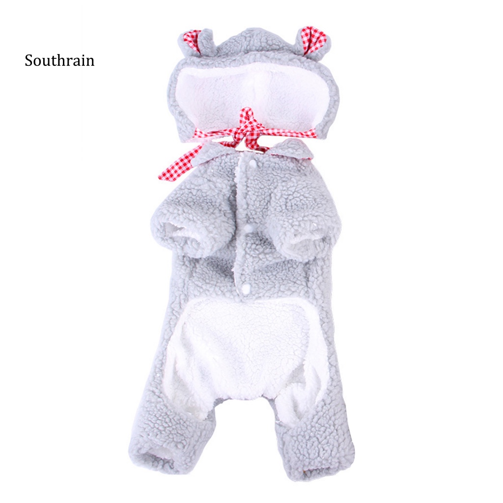 Bộ Áo Liền Quần Bằng Vải Lông Cừu Giữ Ấm Bốn Ống Chân Thời Trang Thu Đông Dành Cho Cún Cưng