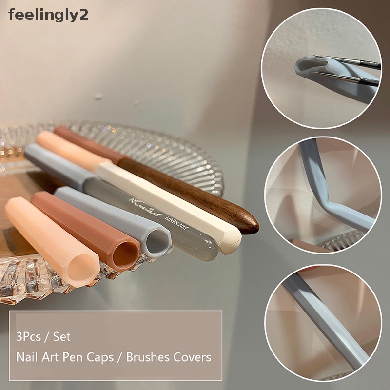 Set 3 Nắp Đậy Cọ Vẽ Móng Tay Nghệ Thuật