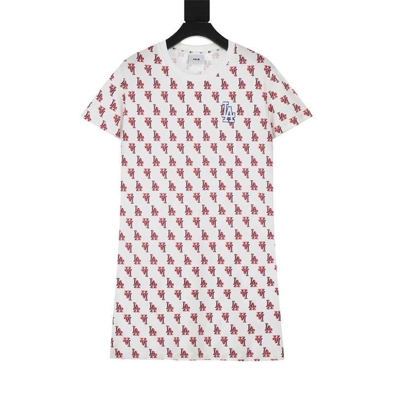 M &amp; L &amp; B &amp; Đầm Thể Thao Mỏng Vừa Vặn Cổ Tròn Thêu Nhãn MLB