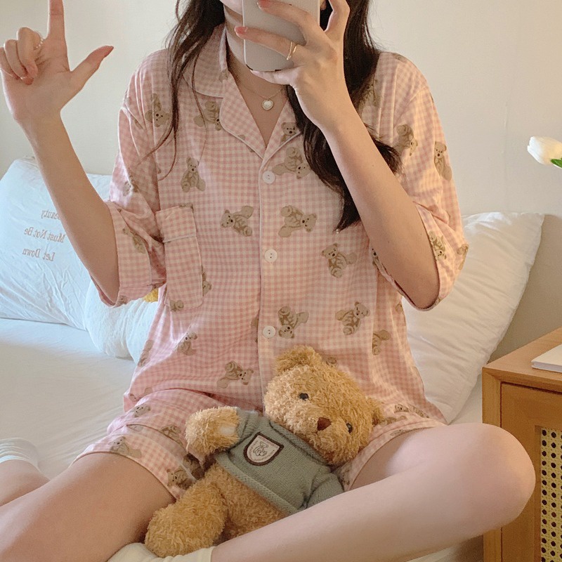Bộ Đồ Ngủ Dáng Rộng Thời Trang Mùa Hè Hàn Quốc Dành Cho Nữ