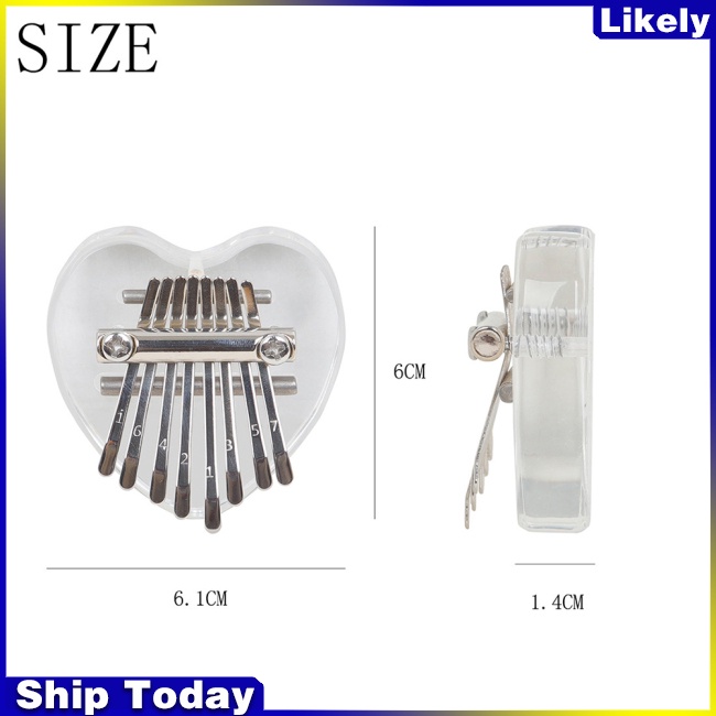 Đàn Kalimba Mini 8 Tông Hình Trái Tim / Oval Bằng Acrylic 8 Phím Nhỏ Gọn Dành Cho Người Mới Bắt Đầu