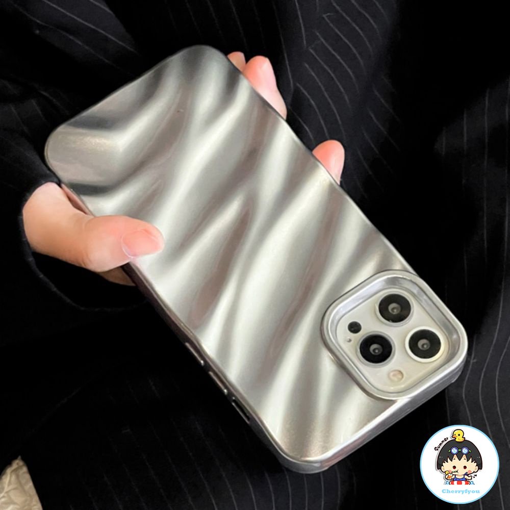 Ốp Điện Thoại TPU Mềm Chống Sốc Họa Tiết Gợn Sóng Màu Bạc Sang Trọng Cho IPhone 11 12 13 14 Pro Max X XS Max 7 8 6 Plus