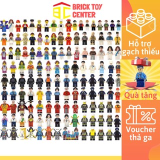 Đồ chơi xếp hình ngẫu nhiên 1 nhân vật cảnh sát lính cứu hỏa quân đội ninja NEW 100%