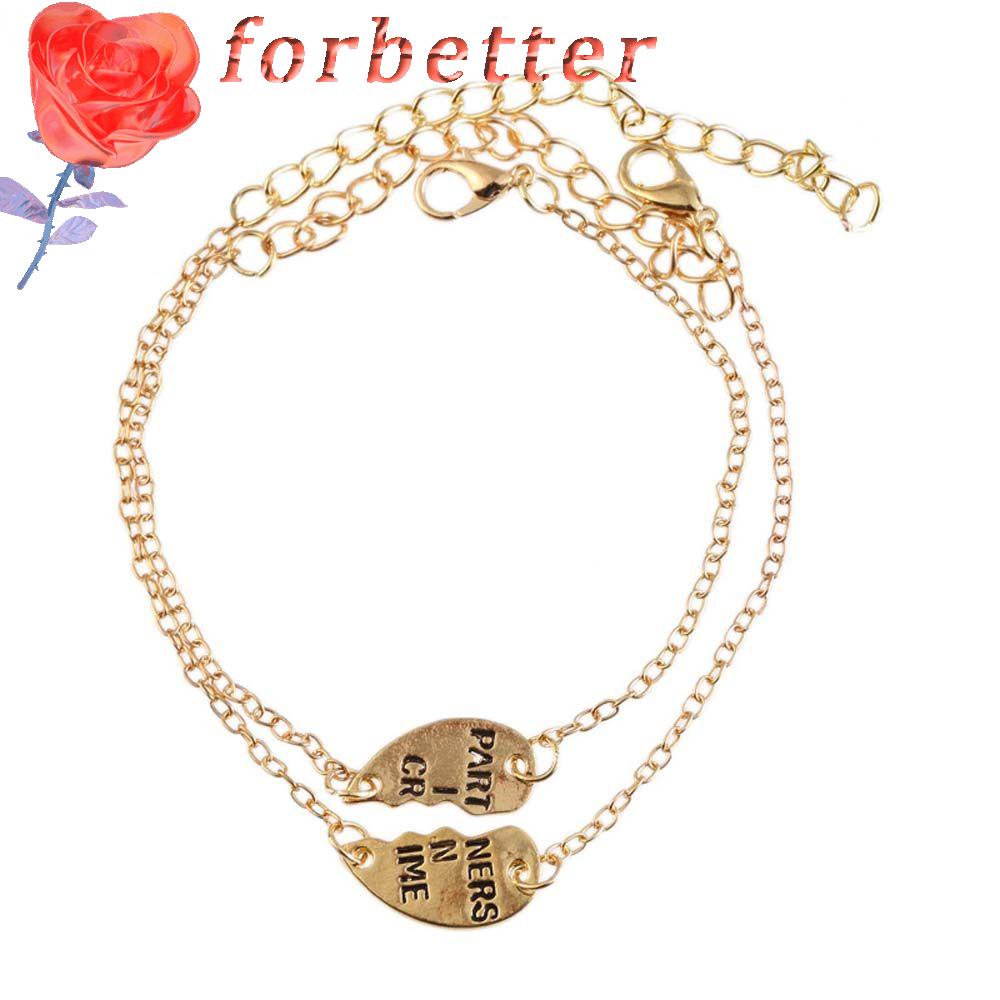 Vòng Tay Dây Xích Bằng Hợp Kim Họa Tiết Chữ Partners In Crime Thời Trang