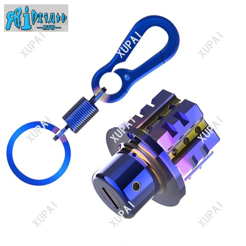 Vỏ Bọc Chìa Khóa CNC Bằng Titan Hình Lục Giác Màu Xanh Dương Cho Xe Mô Tô Cafe Racer KTM 125 Rowing 400