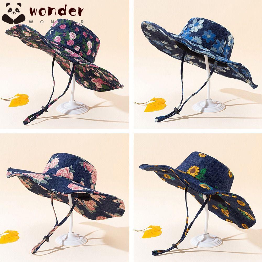 Nón Tai Bèo Rộng Vành Chống Tia UV / Gió Có Dây Đeo Thời Trang Xuân Hè Cho Nữ