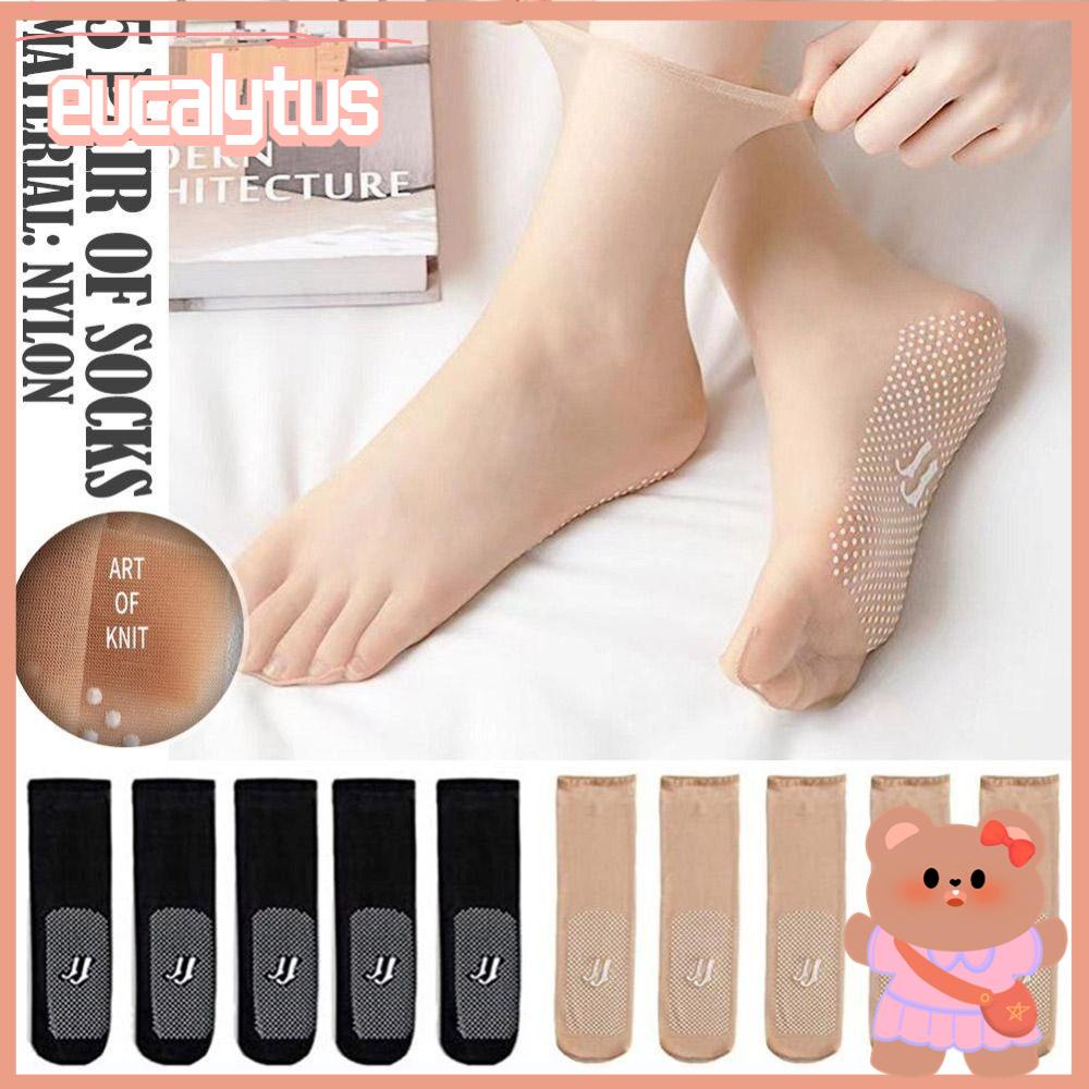 Eutus 5 Đôi Vô Hình|Vớ Lụa Cao Su Xuyên Thấu Chấm Bi Chất Lượng Cao