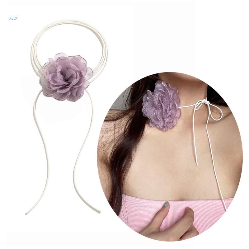 Vòng Cổ Choker Dáng Dài Mặt Hoa Lớn Thanh Lịch Thời Trang Cho Nữ