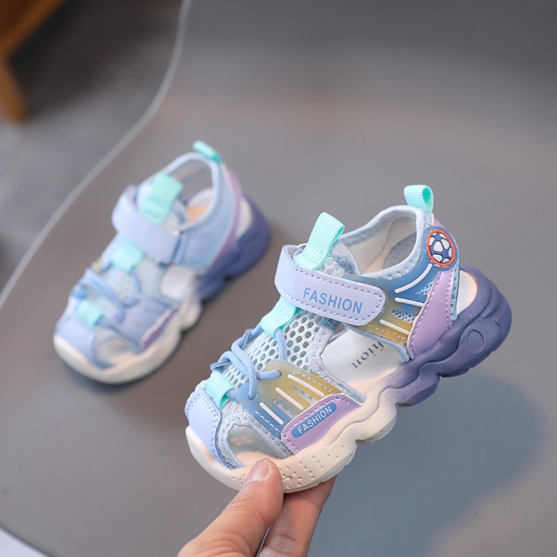 Giày Sandal Thể Thao Phối Lưới Thoáng Khí Thời Trang Mùa Hè 2023 Phong Cách Mới Cho Bé