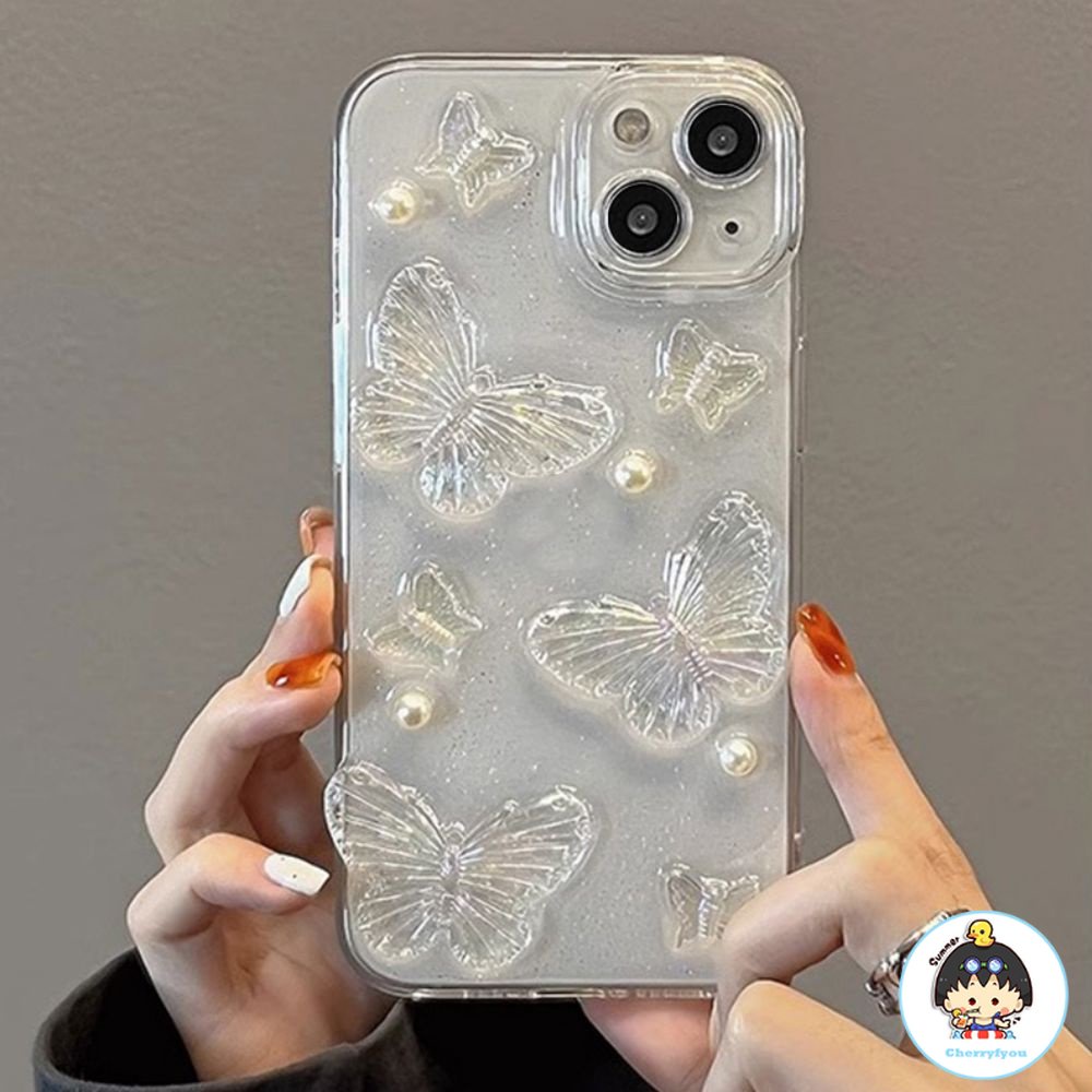 Ốp Điện Thoại TPU Mềm Chống Trượt Chống Sốc In Hình Bướm Cho IPhone 11 14 13 12 Pro Max XR XS Max 7 8 Plus