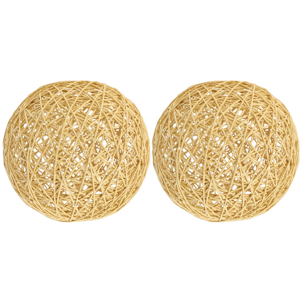 Bộ 2 Chụp Đèn Treo Trần Nhà Bằng Cotton Lanh Màu Vàng Kích Thước 15x15cm Độc Đáo Trang Trí Nhà Cửa / Văn Phòng