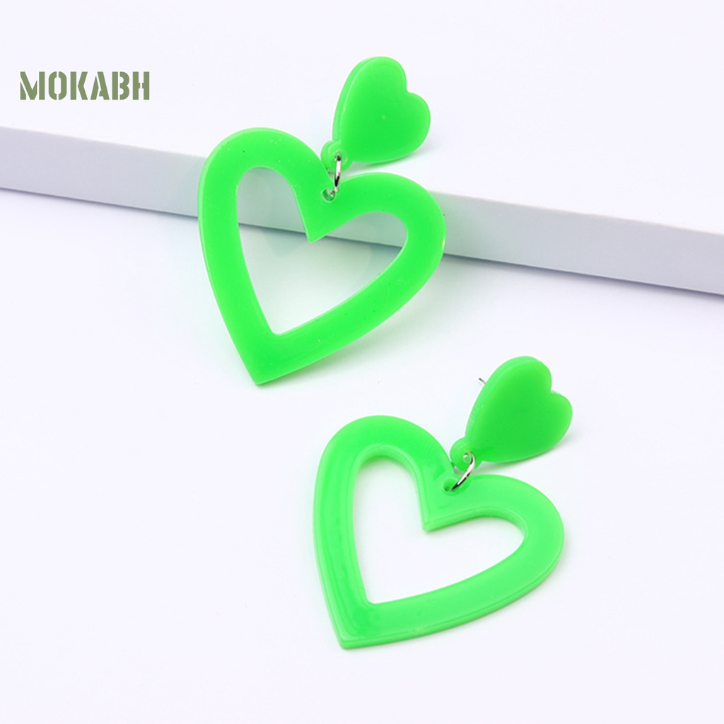 1 Đôi Bông Tai Hình Trái Tim Bằng Acrylic Không Gây Dị Ứng Nhiều Màu Sắc Dành Cho Nữ