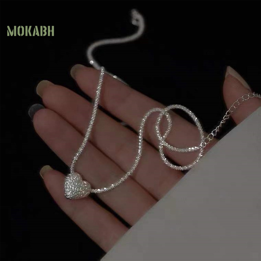 Vòng cổ Mặt Hình Trái Tim Màu Bạc Lấp Lánh Thời Trang Cho Nữ