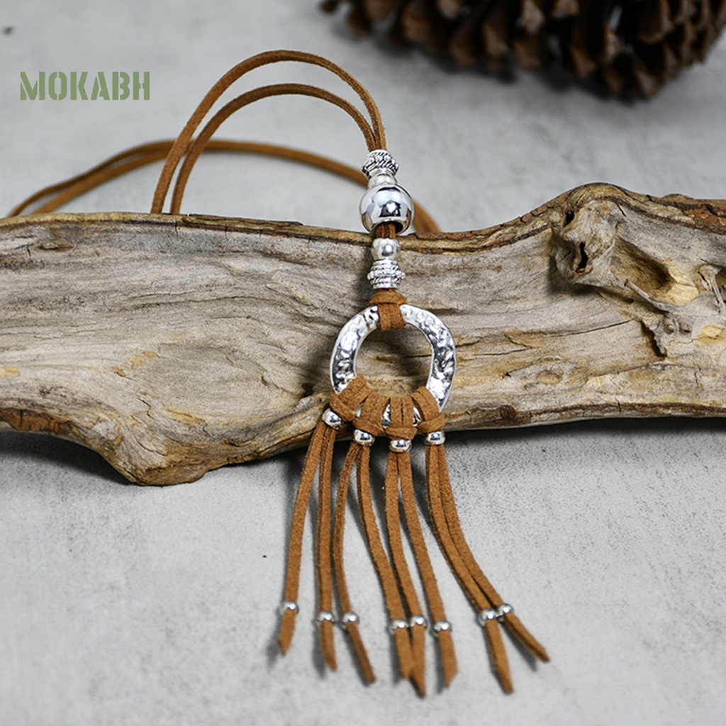 Vòng Cổ Choker Giả Da Tua Rua Dài Phong Cách Bohemian Cho Nữ Mặc Hàng Ngày