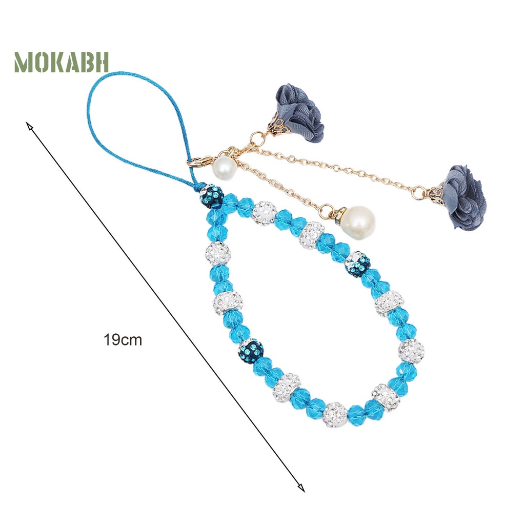 [Mới] Vòng Đeo Tay Chuỗi Hạt Pha Lê Giả Ngọc Trai Mặt Hoa Trang Trí Điện Thoại Di Động Thời Trang Cho Nữ