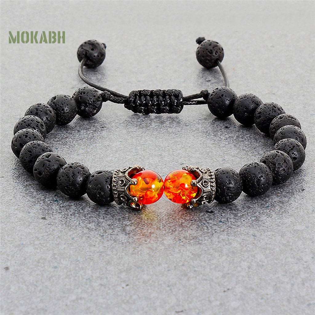 Vòng Tay Bện Dây Mặt Đá Hình Vương Miện Thời Trang Cho Nam