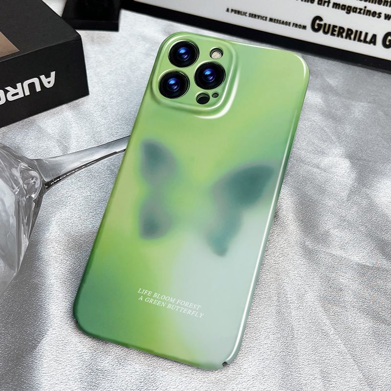Ốp Điện Thoại Họa Tiết Bướm Xanh Lá Bóng Cho iPhone14 Apple xs Promax1213xr 11 / 14