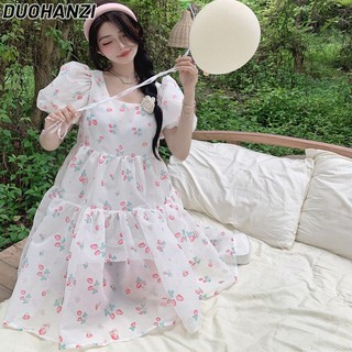 Đầm Nữ Tay Phồng In Hoa Thời Trang