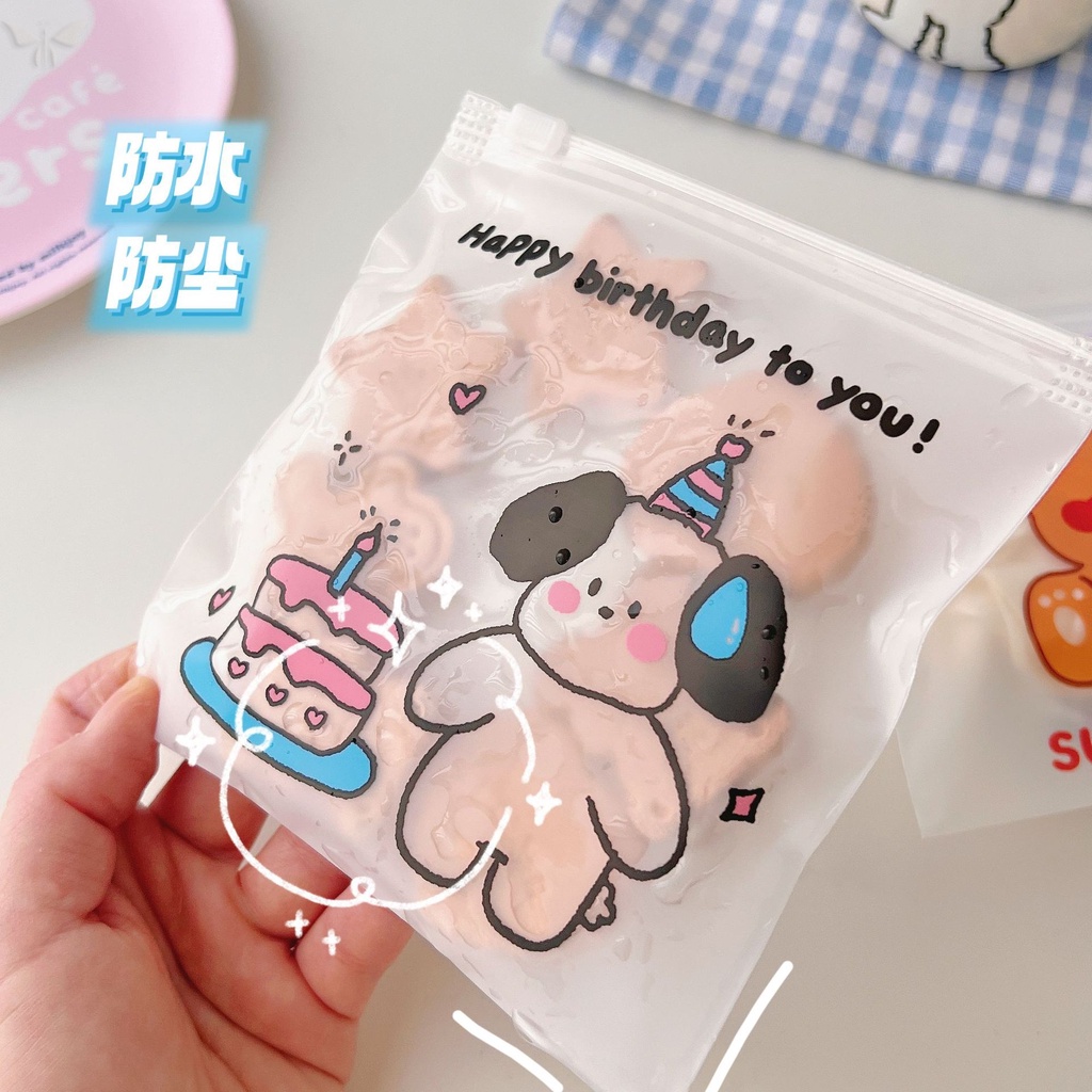 Set 3 Túi Zip Đựng Bánh Kẹo Họa Tiết Hoạt Hình Dễ Thương
