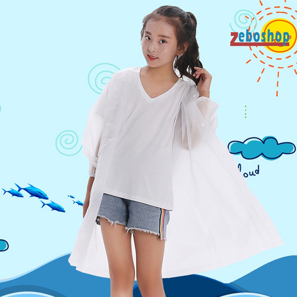 Áo Mưa Dáng Dài Bằng EVA Có Mũ Trùm Tiện Dụng Cho Bé