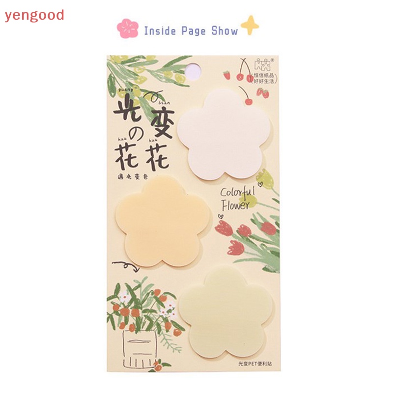 Set 75 Tấm Giấy Dán Ghi Chú Trong Suốt Họa Tiết Hoa Chống Thấm Nước Thay Đổi Màu Sắc Dành Cho Học Sinh / Văn Phòng