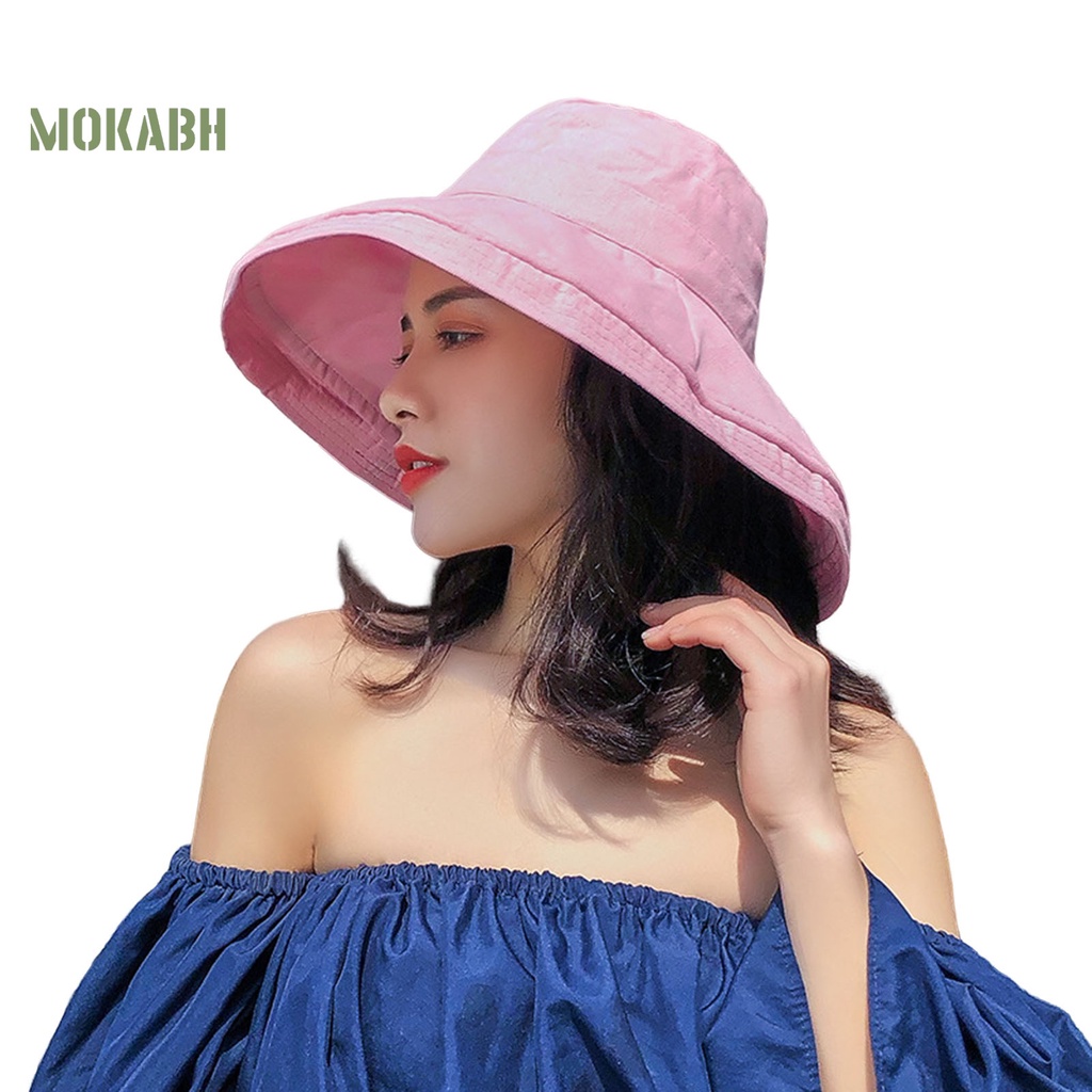 Nón Vành Tròn Màu Trơn Thoáng Khí Thời Trang Mùa Hè Cho Nữ