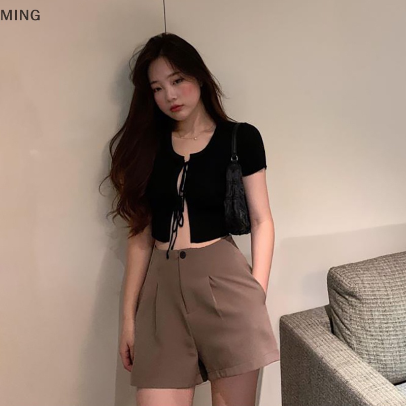 Quần Short Thể Thao Lưng Cao Ống Rộng Thời Trang Mùa Hè 2023 Dành Cho Nữ