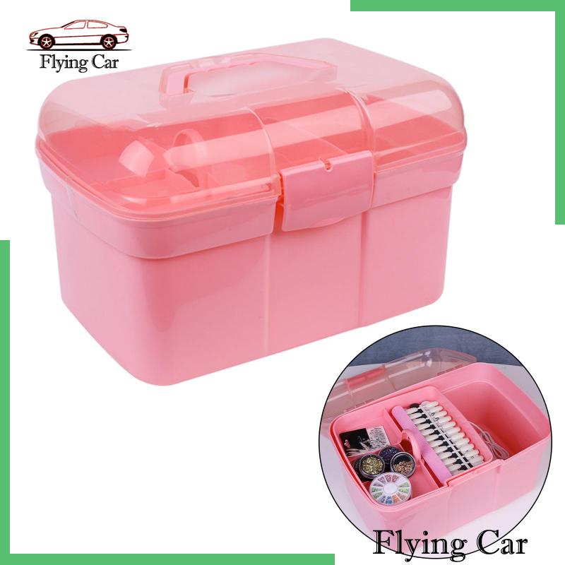 [Lzdjfmy2] Hộp Đựng Dụng Cụ 2 Tầng Có Tay Cầm Nhỏ Gọn Cho Phòng Ngủ / Khách Sạn