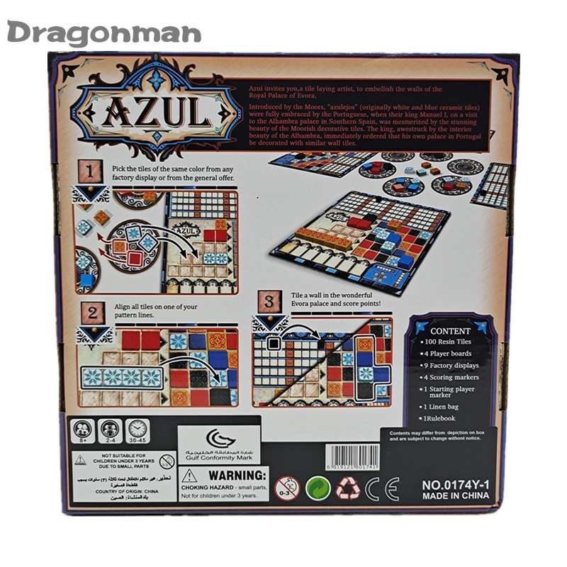 Azul Bảng Trò Chơi Xếp Hình Gạch Màu Cổ Điển Monogastric Phiên Bản Đầu Tiên Cho Gia Đình