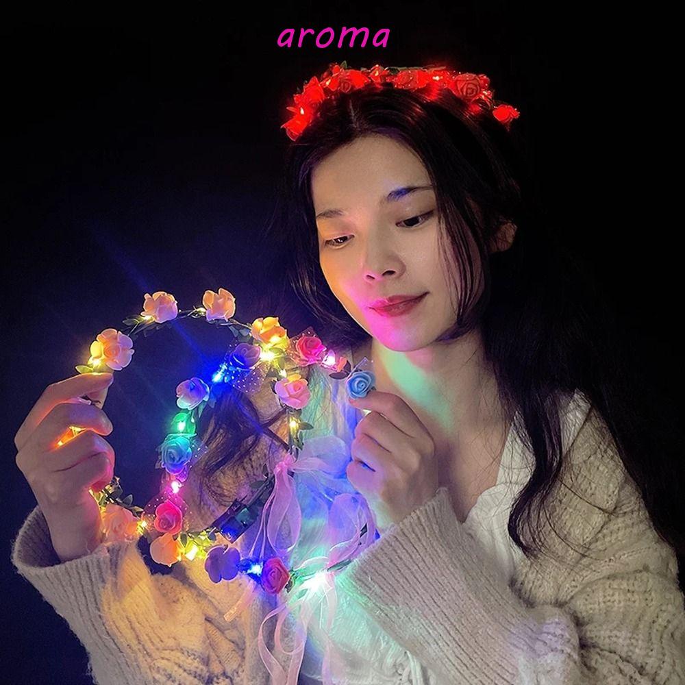 Băng Đô Cài Tóc Bằng Xốp Hình Hoa Hồng Màu Dạ Quang Thời Trang Cho Nữ