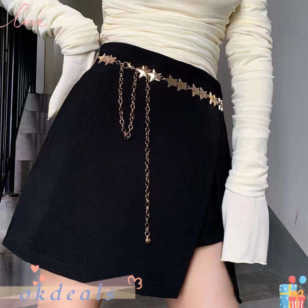 Thắt Lưng Dây Xích Kim Loại Hình Ngôi Sao Năm Cánh Thời Trang Cho Nữ|Thắt Lưng Thời Trang Phong Cách Năng Động