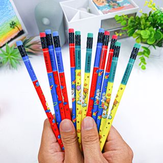 Bút Chì Gỗ 2B Cao Cấp MONDEZ - 1 Chiếc - Thân Bút In Họa Tiết Vui Nhộn, Dùng Cho Bé Tập Viết M10002
