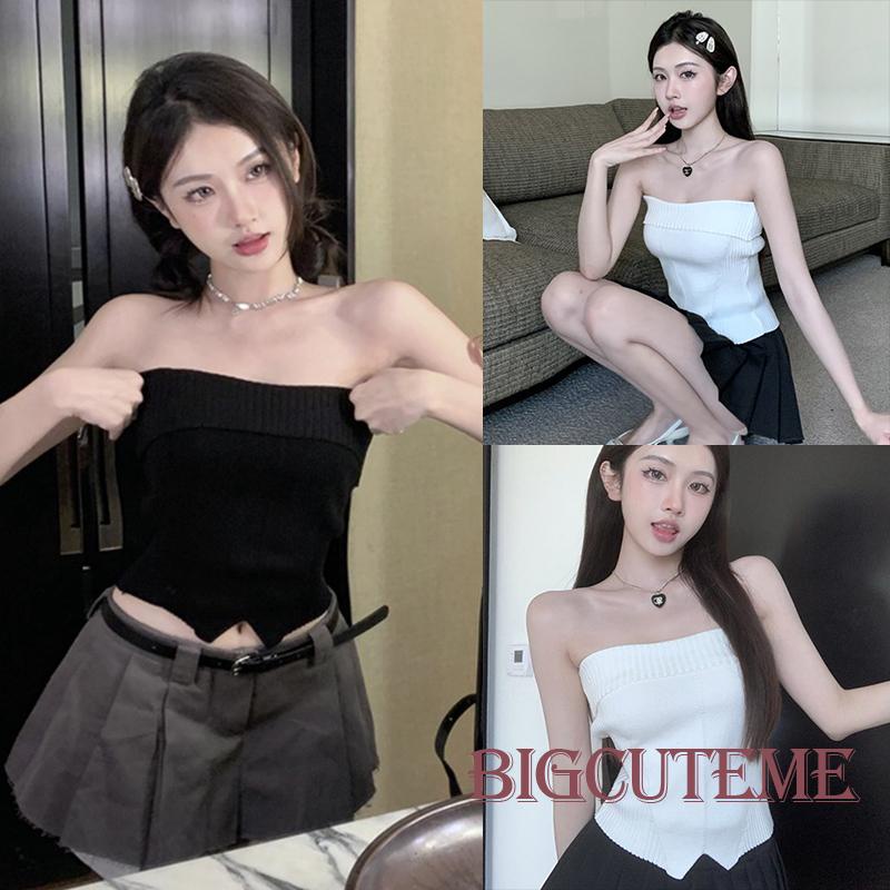 Áo Ống Dệt Kim Không Tay Màu Trơn Thời Trang Mùa Hè Dành Cho Nữ