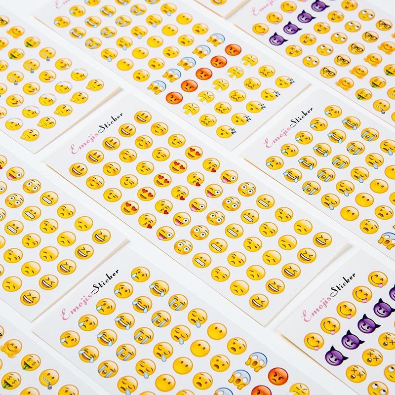 Bộ 12 Tấm Sticker Emoji Dán Trang Trí Dễ Thương