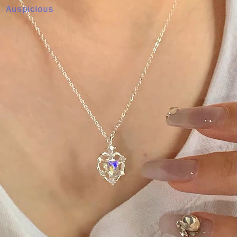 Vòng cổ Mặt Trái Tim Đính Đá Mặt Trăng Thiết Kế Đơn Giản Thời Trang Cho Nữ