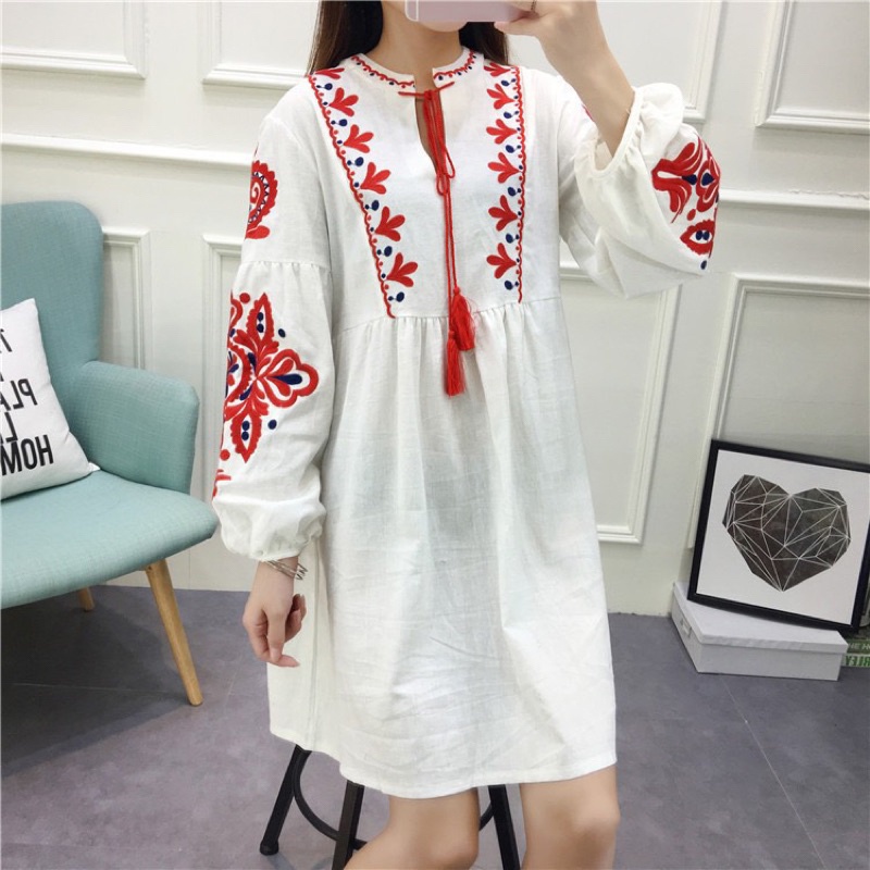 Váy Boho thêu họa tiết