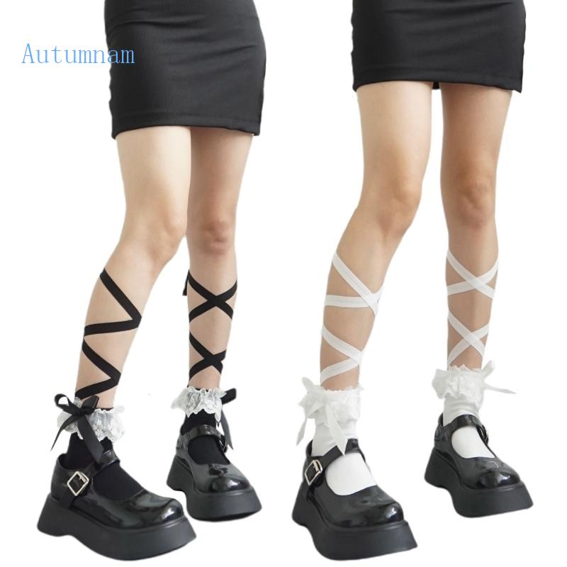 Vớ Dài Đến Đầu Gối Thắt Nơ Ruy Băng Màu Trơn Dành Cho Nữ Mặc Hàng Ngày