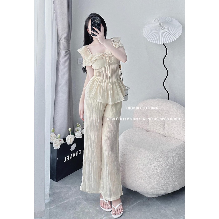 ✨BÁN SỈ✨Bộ tơ ly màu be dáng suông có lót đùi