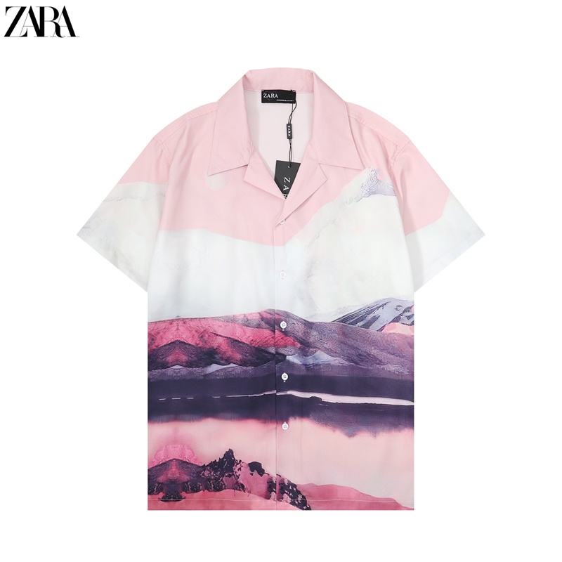 Z-a88r-a &amp; - Áo Sơ Mi Ngắn Tay In Hình Phong Cảnh Đường Phố Cao Cấp Thời Trang